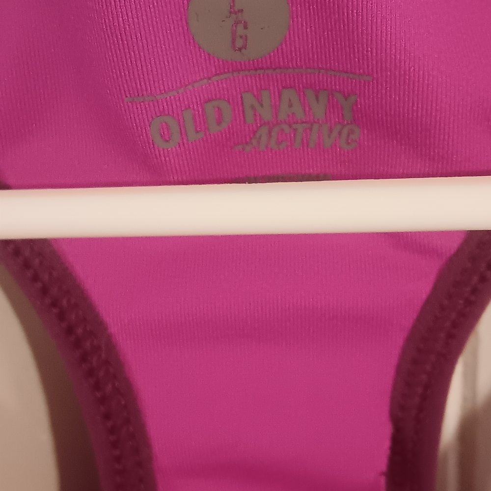 Old Navy Active Magenta and White Sports Bra - Picture 3 of 4